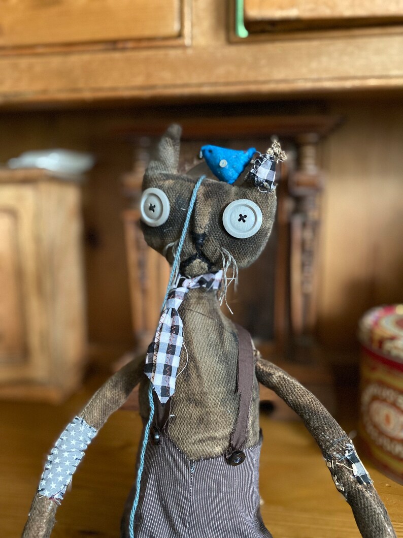 Handmade Primitive Folk Art Cat Doll Etsy
