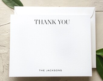 Flat thank you cards for wedding featuring modern and clean fonts, envelope printing add-on available [Q323-011]