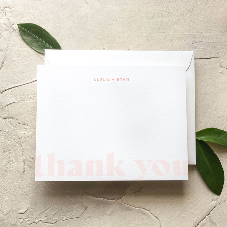 Custom Thank You Cards, Modern Personalized Couples Stationery for Wedding and Beyond Q121-007 image 1