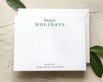 Custom Happy Holidays Cards, Simple Flat Notecards for the Holidays [Q318-004]