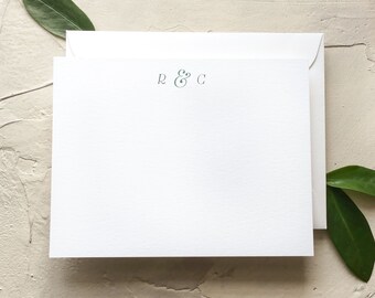 Custom Modern Couples Initials Notecards, Elegant and Understated Wedding Thank You Cards for the Newlyweds [Q118-019]