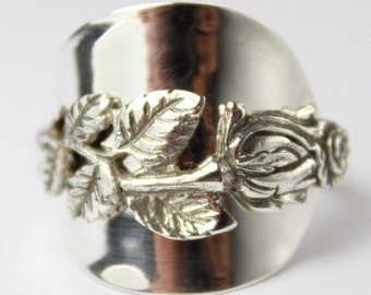 Rose ring 835 silver cutlery jewelry ring, approx. 62 (19.8) ring made of silver cutlery