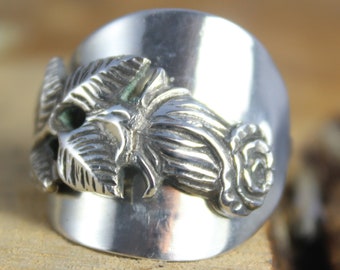 Ring 800 er aus Silberbesteck / Fingerring Rose ca. 62 (19,8)