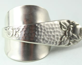 Hammerschlag Rosen Besteckschmuck Ring, Größe 65 (20,8) Ring aus Besteck