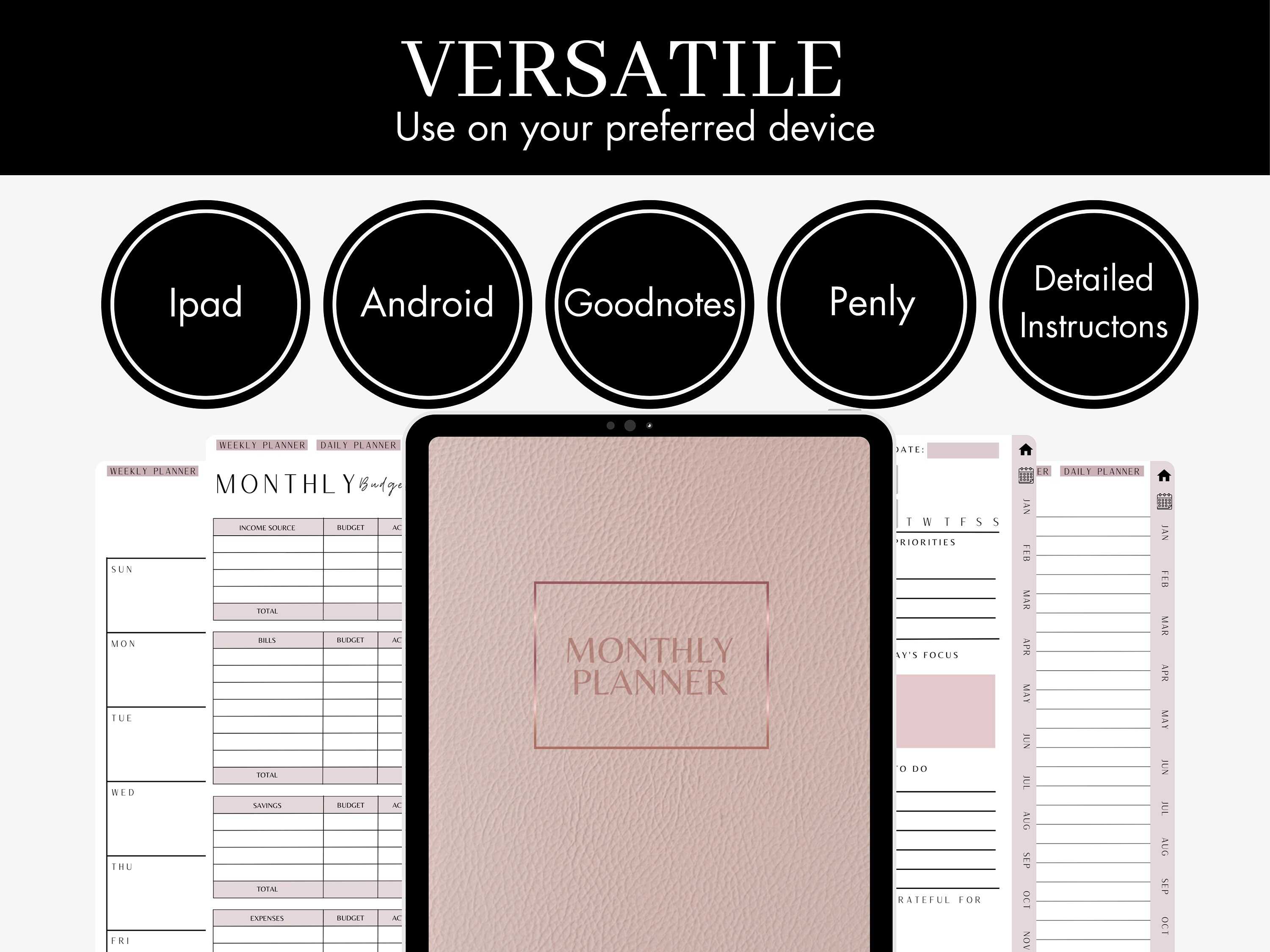 Ultimate Digital Planner for iPad & Android Monthly Planner/ Budget