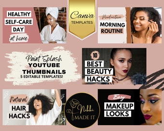 YouTube Thumbnail Templates | 5 YouTube Thumbnails | YouTube Thumbnail | DIY Branding Kit I Canva YouTube Template | YouTube Download