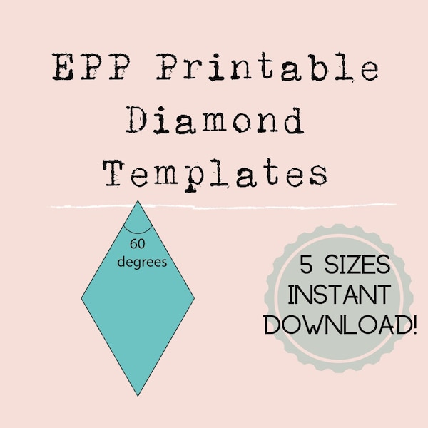 Printable Diamond Templates in 5 sizes - 60 degree 6 point star