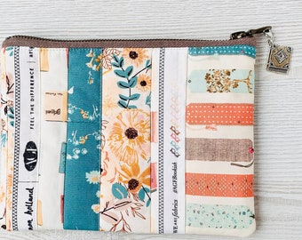 Bookish Patchwork Zip Up Pouch