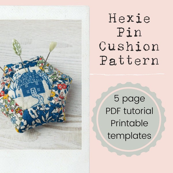 Hexie Pinnie PDF Sewing Pattern - Pin Cushion using English Paper Pieced Patchwork - Hand Sewing - Beginner Level - Photo Tutorial Included