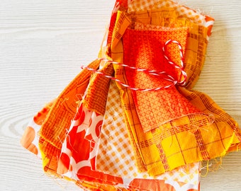 Cotton Fabric Scrap Bundle 100g - Orange - cotton and woven