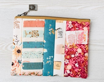 Bookish Patchwork Zip Up Pouch