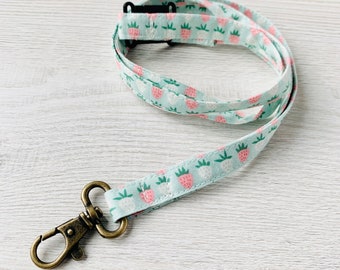 Lanyard with Safety Clasp - Mint Strawberry