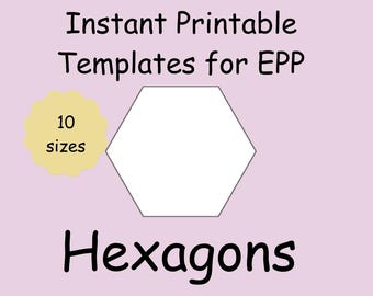 Afdrukbare zeshoekige sjablonen: 10 formaten voor Engelse paperpiecing (digitale download)