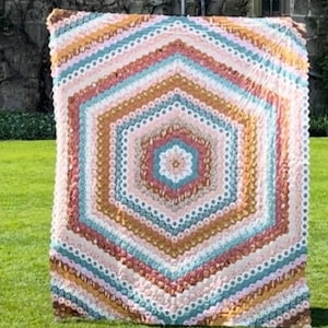 Hexagon Trip Around the World Quilt Pattern - English Paper Pieced