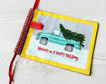 Reusable Christmas Gift Bag - Hauling in a Happy Holiday - Truck with Tree