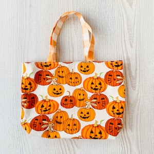 Treat Size Tote Bag Belle and Boo Halloween Print Orange