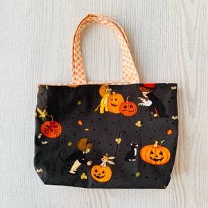 Treat Size Tote Bag Belle and Boo Halloween Print Black