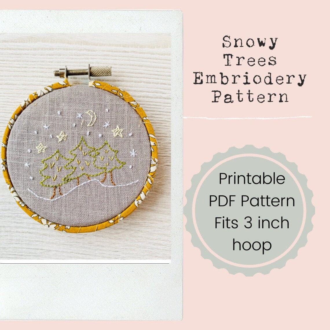 Snowy Trees Embroidery Pattern Etsy
