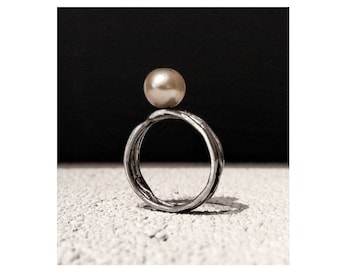 Pearl Solitaire Sterling Silver  Ring . Stackable Pearl Silver Ring. Pearl Sterling Silver Ring available in all sizes. Pearl Stackable Ring
