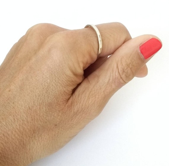 Hammered Sterling Silver Band Ring Polished 1.7mm Wide Stackable Hammered Sterling Silver Band Ring Polished 1.7mm Wide Stackable