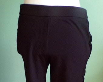 Vintage 90s 1990s Soho Apparel  Black High Waist  Stretch Tapered Leg Velvet Side Stripe Joggers Sweat Pants Bottoms Size Medium