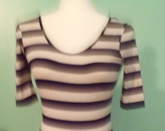 Vintage Forever 21 Stripe Blue Navy White Horizontal Stretchy Tank Mini Dress Short Sleeves Size XS Extra Small