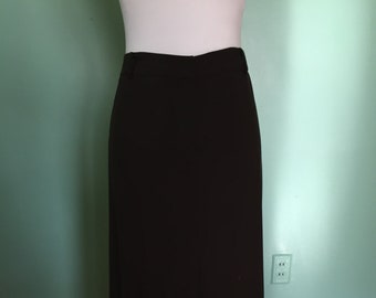 Vintage 1990s 90s Ann Taylor Loft Chocolate Dark Brown Front Slit Fully Lined High Waist Ankle Maxi Skirt Sz 6 Small