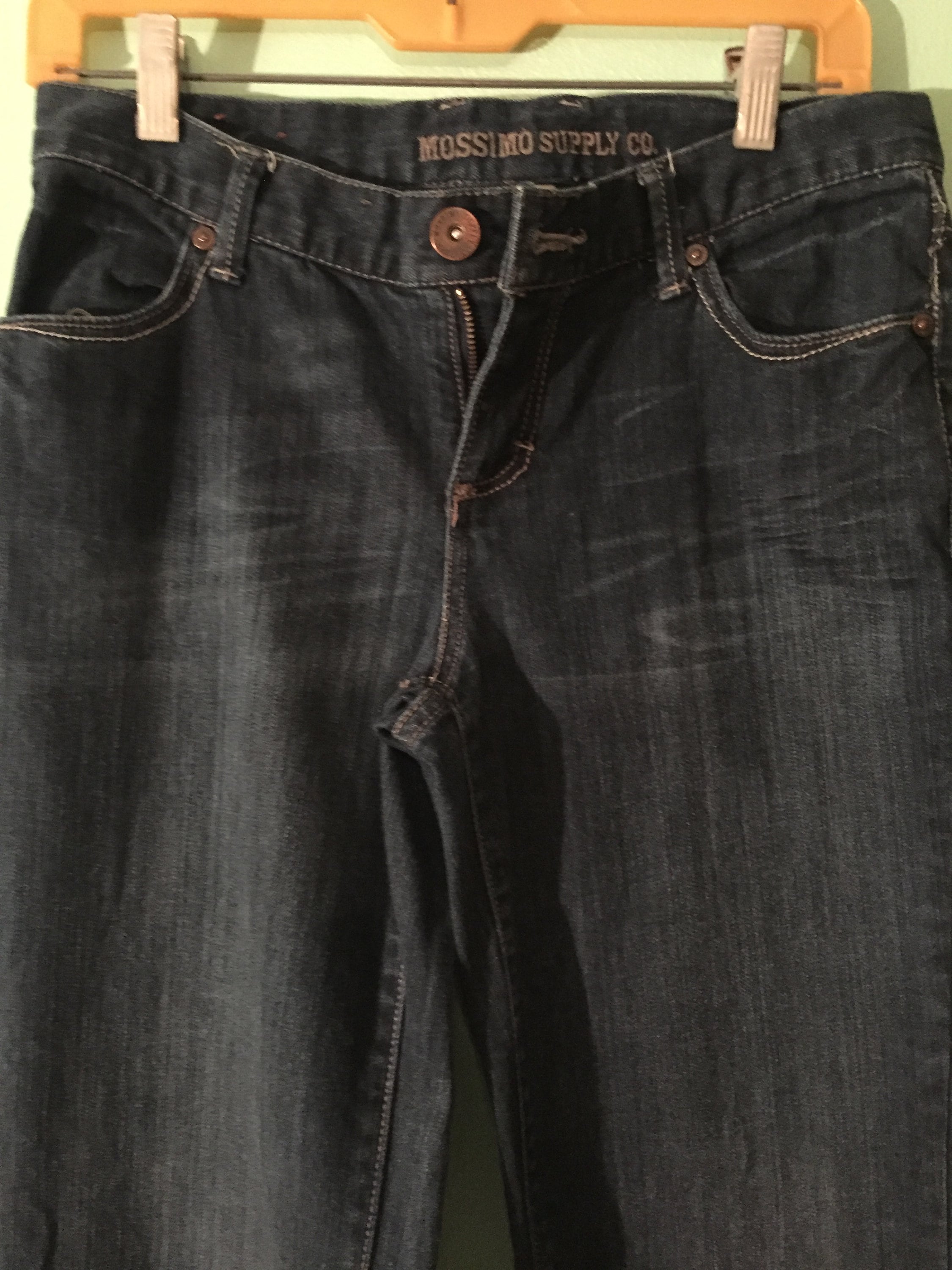 Vintage 1970s 70s Mossimo Supply Co Dark Blue Mid Rise Wide