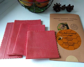 Bienenwachs tücher, bees wax wrap, in rot weiß karriert, biologisch abbaubar wiederverwendbar, umweltfreundliches Geschenk für Ostern