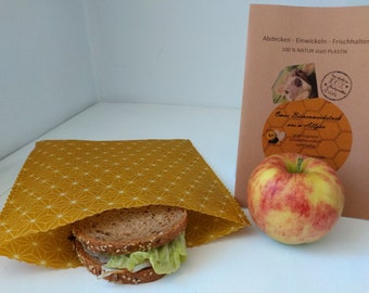 Bienenwachsbeutel, Brotbeutel, Bienenwachstüte, Snacktüte, Lunchbag, Lunchbox, nachhaltiges Gesch