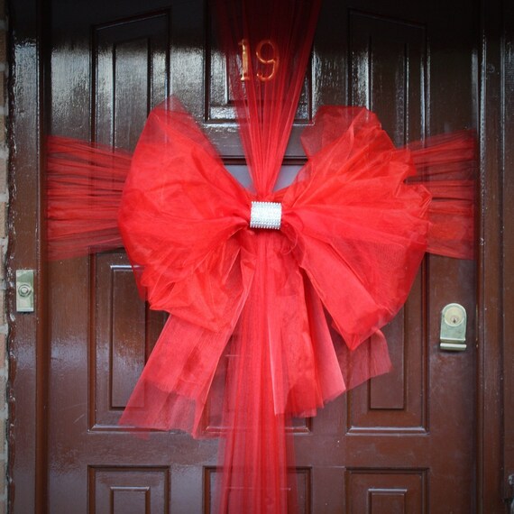 Red Deluxe Door Bow Ribbon Decoration Decor Party Etsy