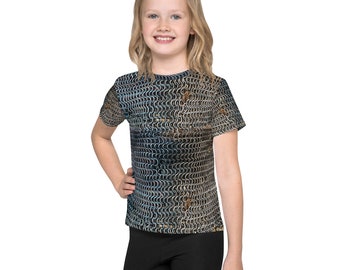 Knight Chainmail Armor 3D Realistic Kids crew neck t-shirt