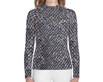 Scale Mail Armor Cloth Print Camisa de manga larga unisex para adolescentes / jóvenes