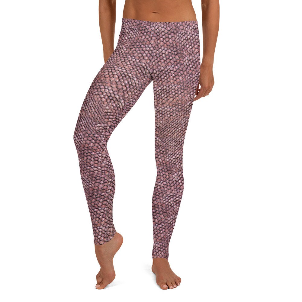 Pink Scale Mail Armor Cloth Print Women's Leggings