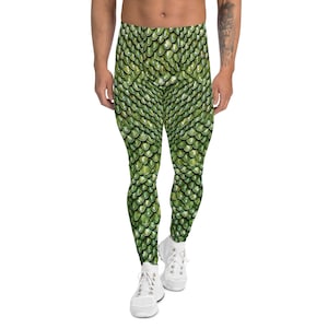 Green Dragon Scale Mail 3D Realistic Armor Cloth Print Men&#39;s Leggings