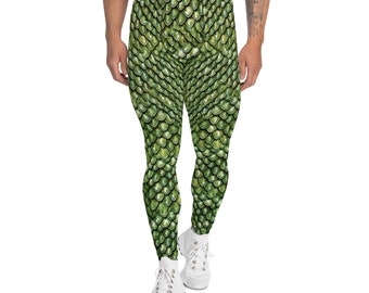 Green Dragon Scale Mail 3D Realistic Armor Cloth Print Men&#39;s Leggings