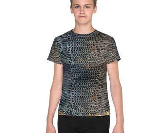 T-shirt à col rond et armure en cotte de mailles pour ados/jeunesse