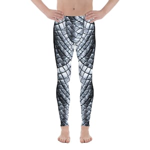 Scalemail Rüstung Tuch Print vorne Herren Leggings / Schwarz auf der Rückseite
