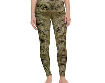 Mallas de yoga con diseño dorado de tela Chainmail
