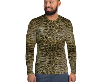 Golden Chainmail Rüstung Stoff Print Herren Langarm-Shirt