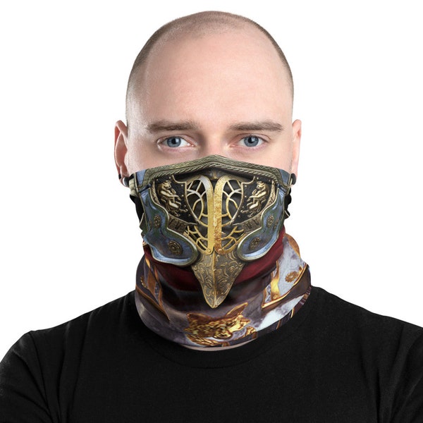 Roman Centurion Soldier Helmet Armor Realistic Design Neck Gaiter, Washable Face Mask