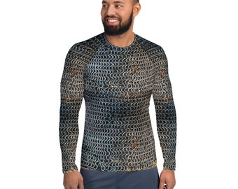 Chainmail Armor Cloth Print Men's Long Sleeve Shirt