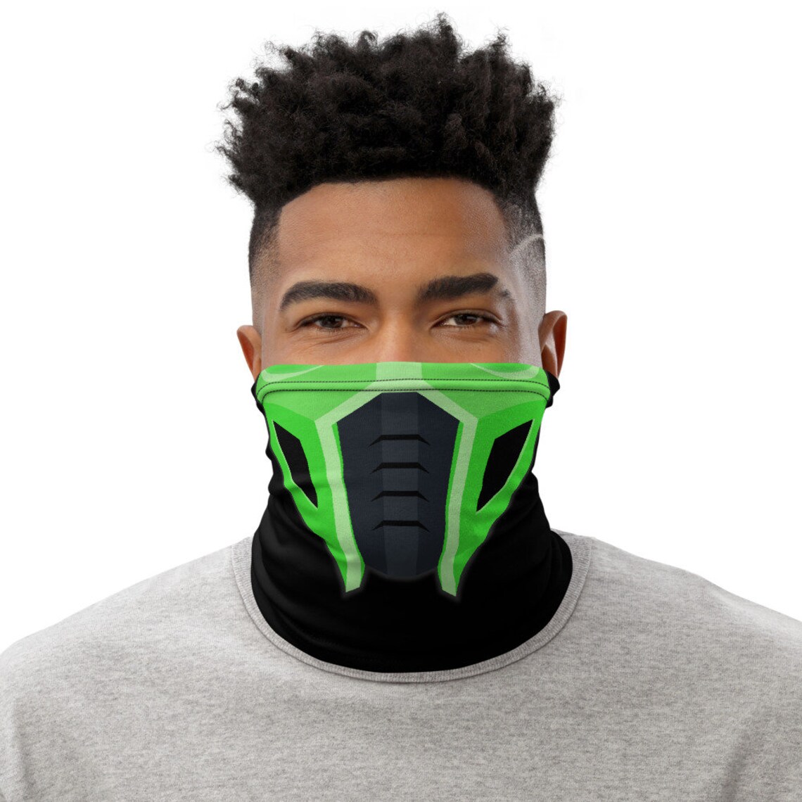 Ninja Mask Parody Lime Green Design Video Game Neck Gaiter Etsy