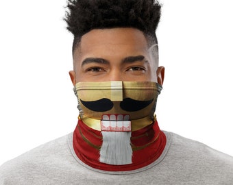 Nutcracker Face Mask Neck Gaiter: Christmas Holiday Mask