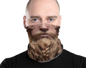 Máscara de cuello 3D con barba rubia vikinga