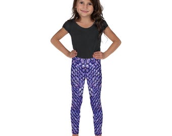 Leggings para niños con diseño realista en 3D de tela con escamas de dragón morado