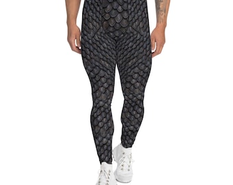 Black Dragon Scale Goblin Armor Cloth Print Men&#39;s Leggings