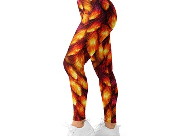 Leggings para mujer con plumas de fénix ardientes