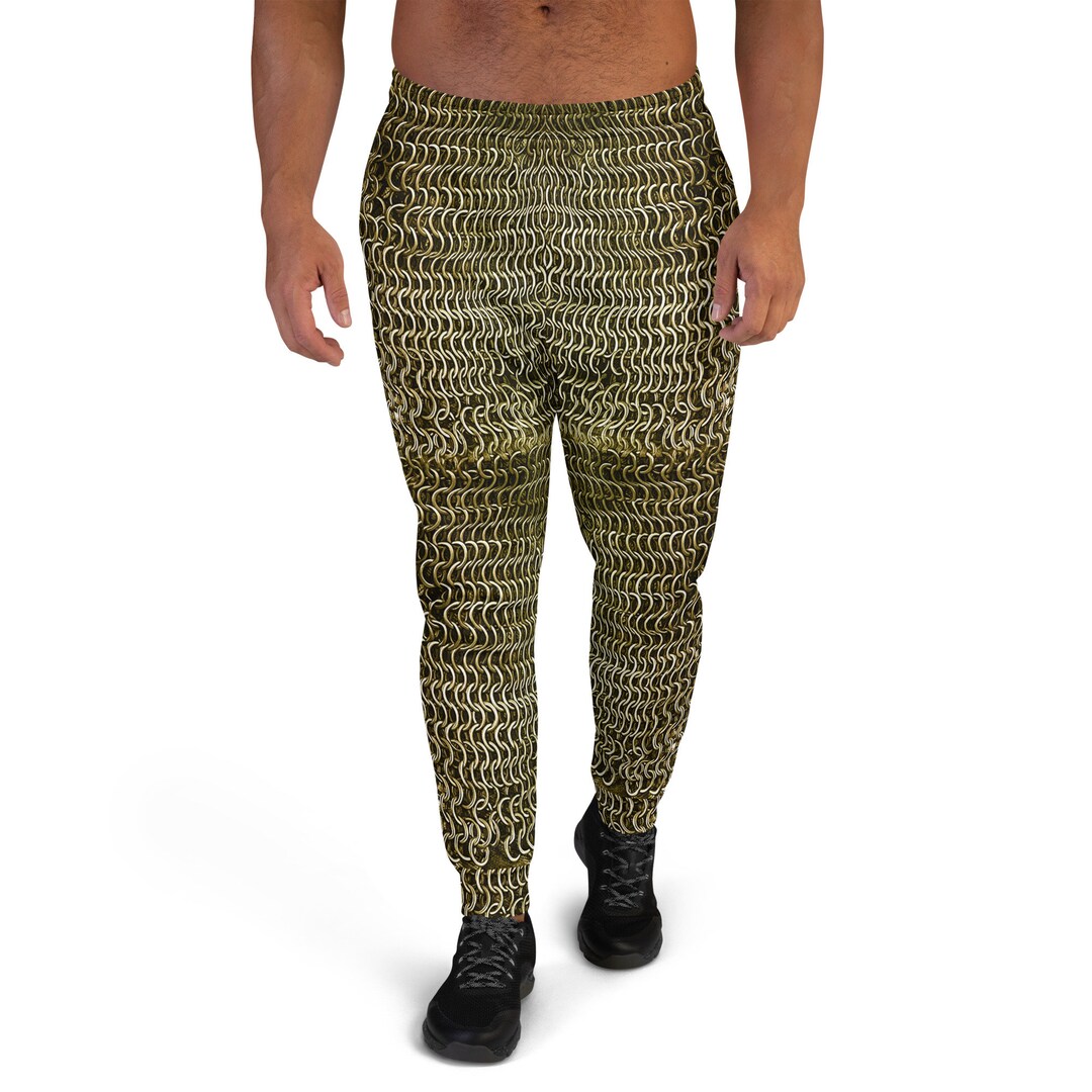 Golden Chainmail Armor Cloth Print Men's Joggers Etsy