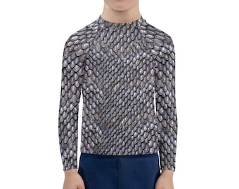 Scale Mail Armor Cloth Print Camisa de manga larga unisex para niños